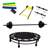 Kit Aeróbico Mini Jump +barra + Band + Escada + Anilhas 10kg