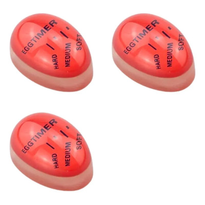 Ms Temporizador De Huevos Cocidos 3 Tipos De Cocción 3 Pz Color Rojo Lisa