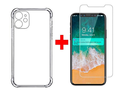 Carcasa Gel Silicona Para iPhone Y Lámina Vidrio Templado