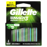 Gillette Mach 3 Repuesto Afeitado Sensitive Con Aloe X 4
