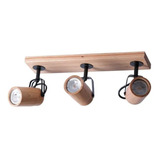 Spot Aplique 3 Luces Madera Nordico Gu10 Techo Pared Carilux