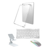 Teclado + Mouse Bluetooth + Suporte+ Capa Tpu Para iPad 9 Cor Branco