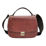 Bolsa Crossbody Mujer Color Café Con Diseño Trend Cocodrilo