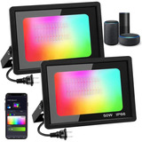 Luces De Inundación Led Rgb De 50w Exteriores Ip66 Imp...