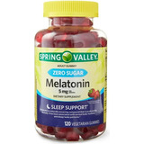 Melatonina Spring Valley 5mg 120gom Dormir Cero Azucar Relax