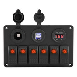 12v 24v 6 Gang Car Boat Led Rocker Switch Panel Dual Usb