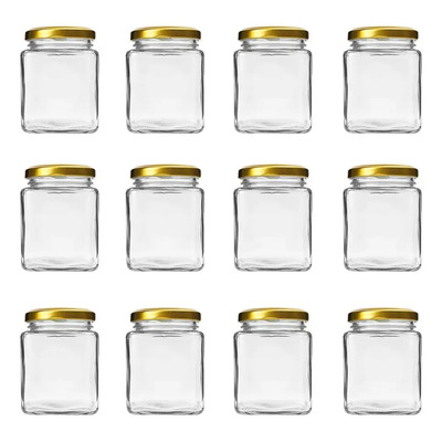Paquete De 12 Frascos Hermeticos De Vidrio Tapa Dorada 280ml Dorado | Meses sin interés