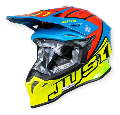 Casco Just1 J39 Thruster Motocross Enduro Azul/rojo/fluo