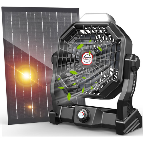 Ventilador Solar Mah, Ventilador Con Batería Con Panel Solar