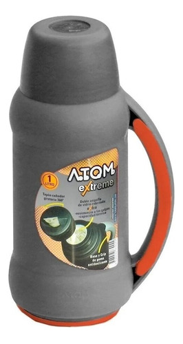 Termo Atom Extreme 1 Lts Pico Matero Doble Ampolla Vidrio Color Gris Oscuro