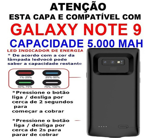 Capa Case Compatível S10 S9 S8 Bateria Extra Recarregável 