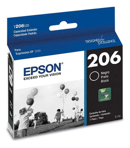 Cartucho Epson T206 Negro 206 Original 3ml P/xp-2101