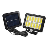Kit2 Luminária Refletor Solar Parede 120 Cob Sensor Presença