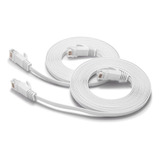 Busohe Cat6 Cable Ethernet 15ft 2pack Blanco, Cat-6 Plano...