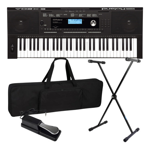 Kit Teclado Musical Roland Ex20a Digital Suporte Capa Pedal