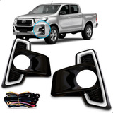 Kit Moldura Milha Hilux Pick Up 2018 A 2020 Com Led