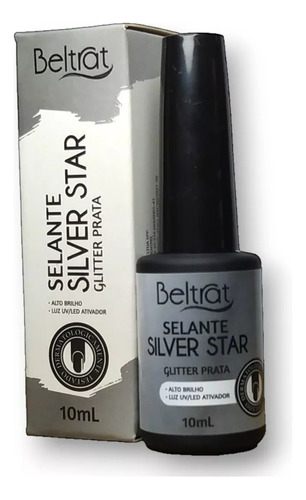 Top Coat Selante Beltrat Silver Star Glitter Prata 10ml Unha