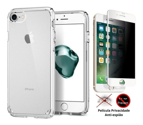 Capa Space + Pelicula Privacidade 3d Compatível iPhone 7 / 8