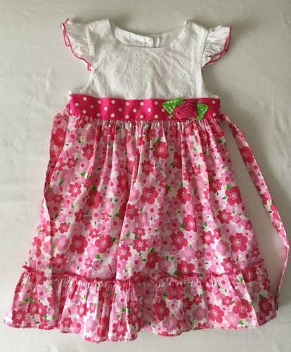 Vestido Combinado. Con Lazo. Niña. Talle 3 Años #pup18