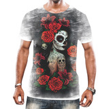 Camisa Camiseta Masculina Caveira Mexicana Catrina Flor 2