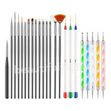 Kit Decoracion X23 Manicuria Pinceles + Dotting + Liner 