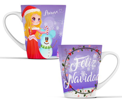 Taza Navideña Princesas Disney Sublimada Cónica 12oz M662