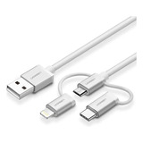 Cable Cargador Usb 3 En 1 Micro Usb Tipo- C Lighting Ugreen