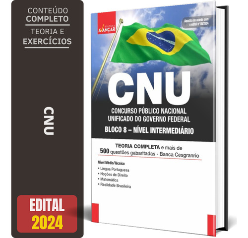 Apostila Concurso Nacional Unificado - Cnu - Bloco 8 - Nível Intermediário - Completa E Impressa