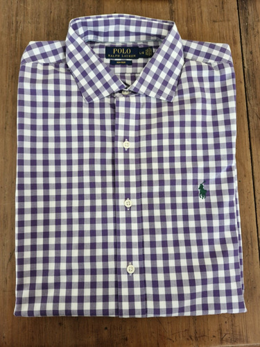 Camisa Polo Ralph Lauren Talle L A Cuadros Violeta Y Blanco