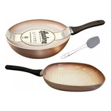 Set Hudson Original Bifera Wok  Antiadherente Cerámica Cobre