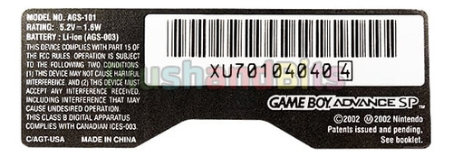 Sticker Para Consola Game Boy Advance (gba) Sp 101