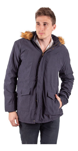 Parka Hombre Campera Abrigada Piel Y Capucha Camperon Frio 