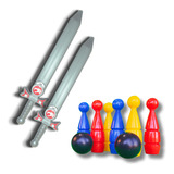 Kit 3 Brinquedos Infantil Lembrancinhas Boliche E Espadas