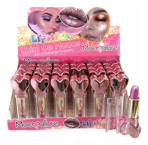 Pack 12 Labiales Lip Stick Glitter Con Polvo De Hadas