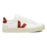 Tenis Veja Campo Blanco Con Rojo - Original