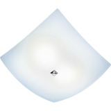 Luminária Plafon Teto Quadrado 2 Luzes Vidro Fosco 34x34cm