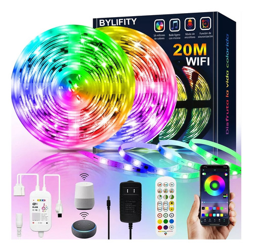 Tiras De Luz Led 20m Bluetooth App Control Rgb Música Luces