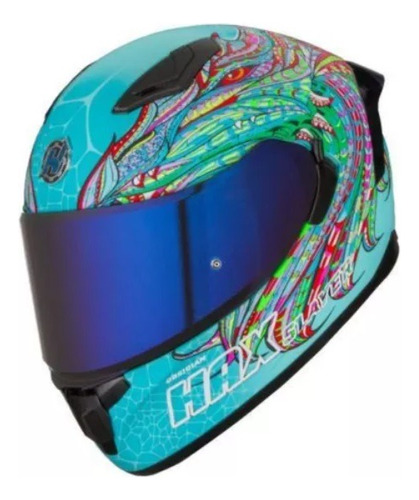 Casco Hax Integral Obsidian Slayer Aqua Mate