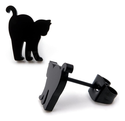 Steelmeup Pendientes De Acero Inoxidable Con Forma De Gato N