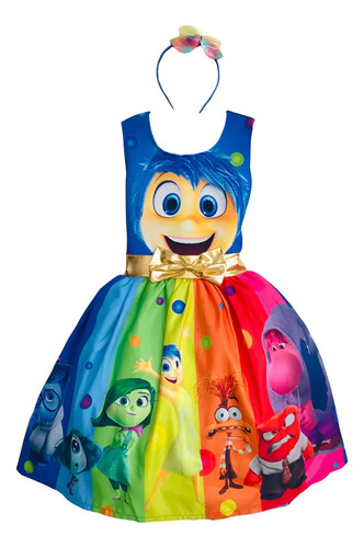 Vestidos Disfraz Bebé Niña Emociones Alegría Alegria Intensamente Fiesta Cumpleaños Estampado