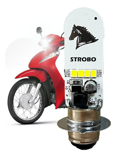 Led Lampada H4 Moto Biz Pop Bros Neo 6500k Cavalinho Strobo
