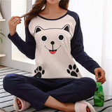 Lindo Conjunto De Pijama Con Estampado De Gato De Dibujos An