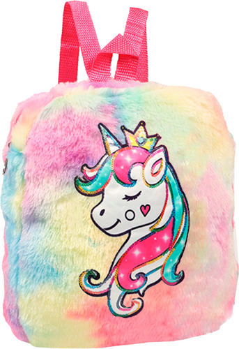 Mochila Nena Jardín Escolar Felpa Unicornio Cambia De Color