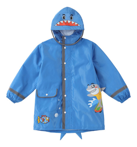 Poncho Impermeable Para Niños Diseño De Tiburon Talla M Azul