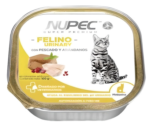 Alimento Nupec Super Premium Urinary Para Gato Adulto Todos Los Tamaños Sabor Pescado Y Arándanos En Lata De 100g