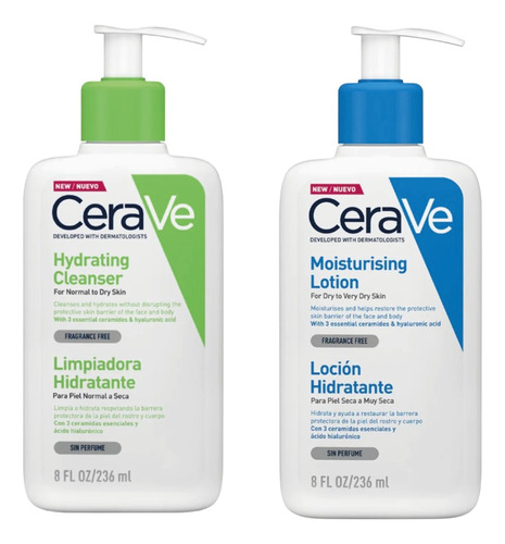 Kit Cerave Hidrtatante Facial Limpiador Y Locion Diaria 2pcs