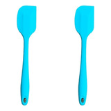 Kit 2 Espátulas Reta De Silicone Utensílio Cozinha Cor Água Verde