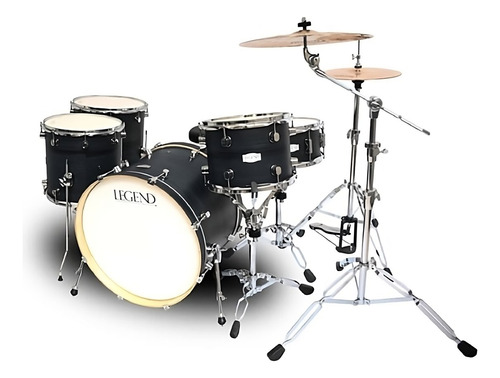 Bateria 5 Cuerpos Legend One Black Ash. Fierros Y Banqueta