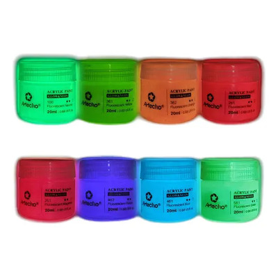 Pintura Acrilica Que Brilla En La Oscuridad Set 8 Col. 20ml Verde Lima