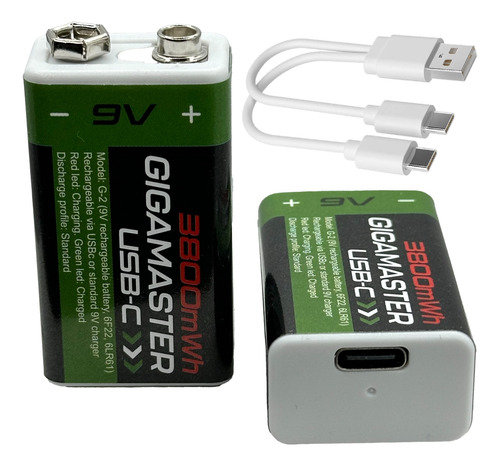 Bateria Litio 9v Recargable Usb Tipo C